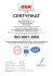 Certyfikat ISO Certyfikat ISO