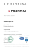certyfikat - Hagen Sp. z oo certyfikat - Hagen Sp. z oo